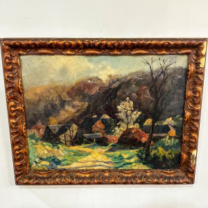 Modeste-Jean Lhomme, oil on panel, landscape, early 20th century