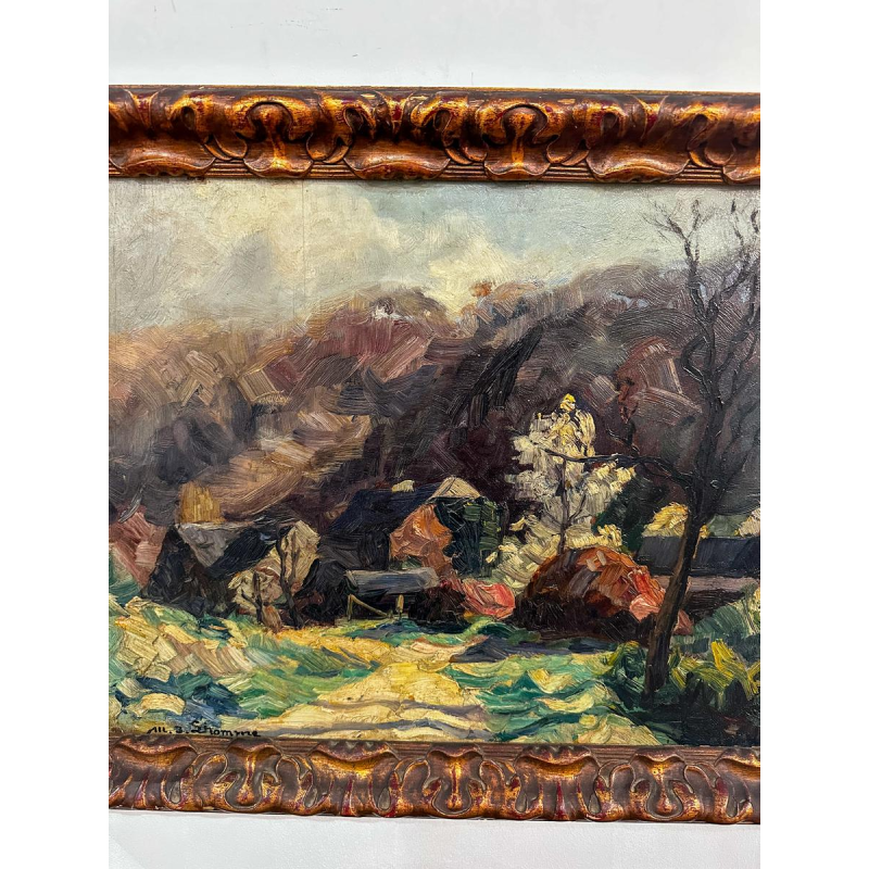 Modeste-Jean Lhomme, huile sur panneau, paysage, début du 20e siècle