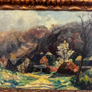 Modeste-Jean Lhomme, oil on panel, landscape, early 20th century
