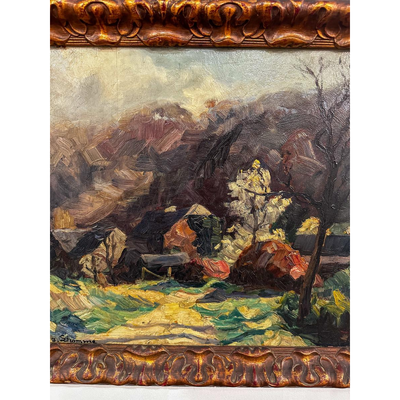 Modeste-Jean Lhomme, huile sur panneau, paysage, début du 20e siècle