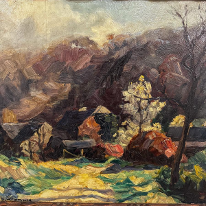 Modeste-Jean Lhomme, huile sur panneau, paysage, début du 20e siècle