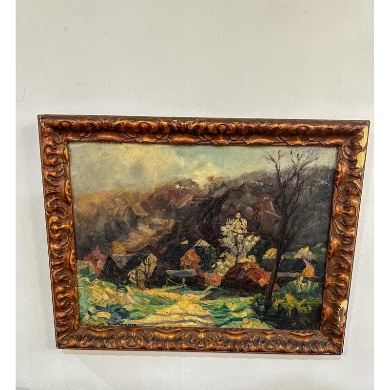 Modeste-Jean Lhomme, huile sur panneau, paysage, début du 20e siècle