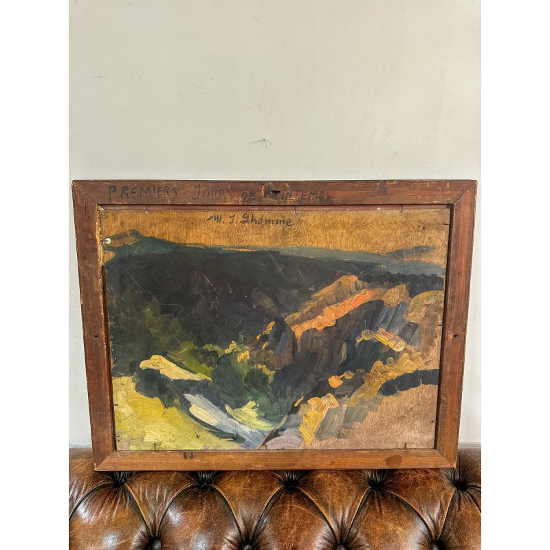 Modeste-Jean Lhomme, oil on panel, landscape, early 20th century