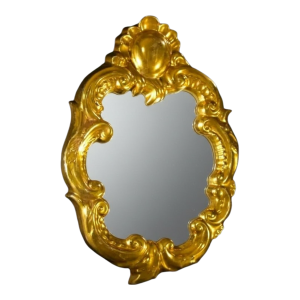 Jules GUERIN / Bouffioulx stoneware - Louis XV gilded ceramic mirror, ca 1960