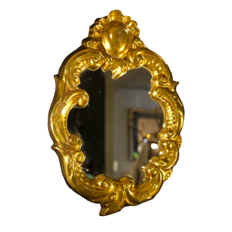 Jules GUERIN / Grès de Bouffioulx - miroir doré Louis XV en céramique, ca 1960