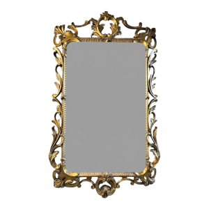 Ancien Miroir Doré Louis XV Rocaille, Bois Sculpte´ et Stuque´, XIXe siècle
