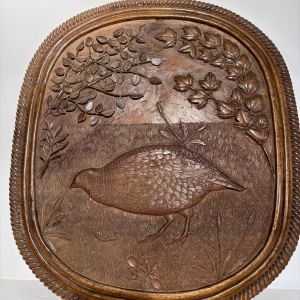 Ensemble de trois panneaux monoxyles sculptés à décor animalier, Art populaire, ca 1900