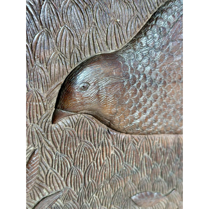 Ensemble de trois panneaux monoxyles sculptés à décor animalier, Art populaire, ca 1900