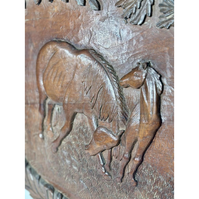 Set of three single-piece carved panels with animal decoration, Folk Art, ca. 1900