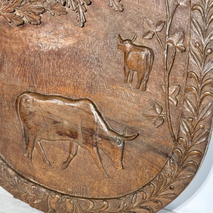 Set of three single-piece carved panels with animal decoration, Folk Art, ca. 1900