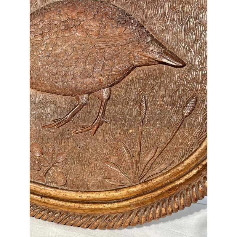 Set of three single-piece carved panels with animal decoration, Folk Art, ca. 1900