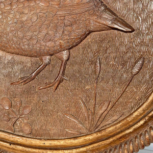 Set of three single-piece carved panels with animal decoration, Folk Art, ca. 1900