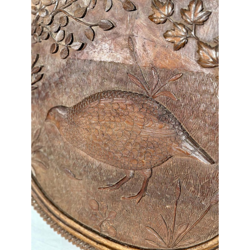 Set of three single-piece carved panels with animal decoration, Folk Art, ca. 1900