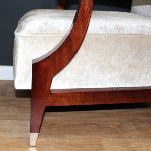 Pair of Art Deco armchairs in the style of André Arbus, solid mahogany, circa 1935