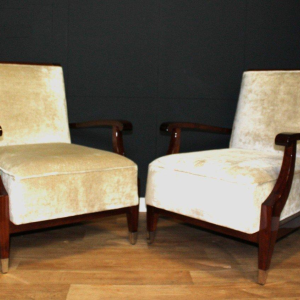 Paire de fauteuils Art Déco dans le goût de André Arbus, acajou massif, vers 1935