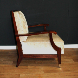 Paire de fauteuils Art Déco dans le goût de André Arbus, acajou massif, vers 1935