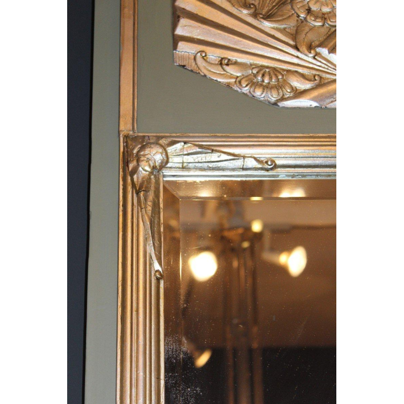 Art Deco mirror with silver leaf stucco ornaments, circa 1930