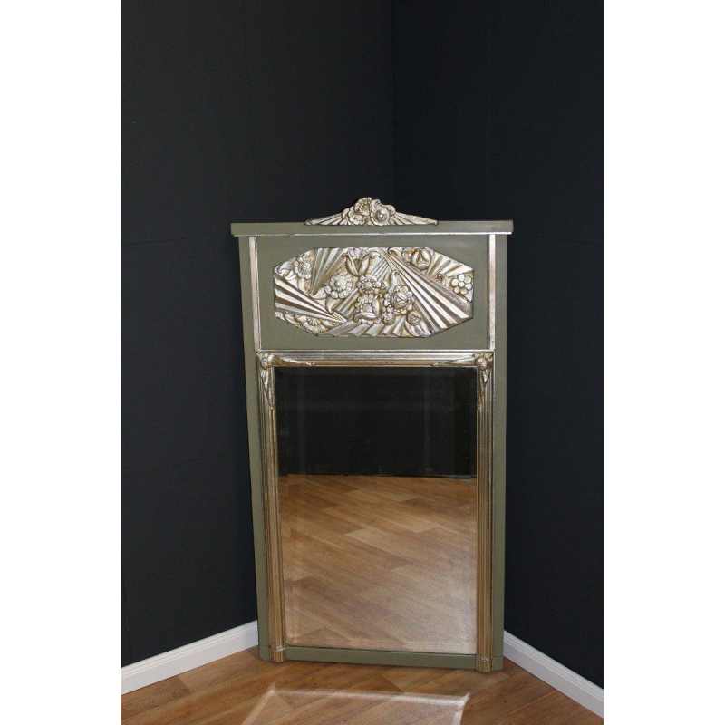 Art Deco mirror with silver leaf stucco ornaments, circa 1930