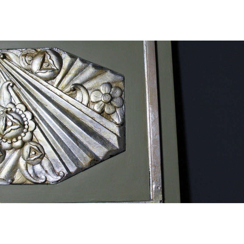 Art Deco mirror with silver leaf stucco ornaments, circa 1930