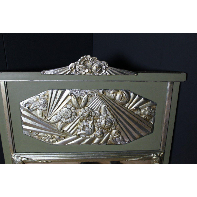 Art Deco mirror with silver leaf stucco ornaments, circa 1930