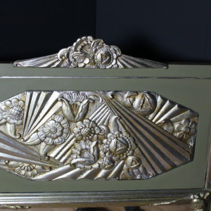 Art Deco mirror with silver leaf stucco ornaments, circa 1930