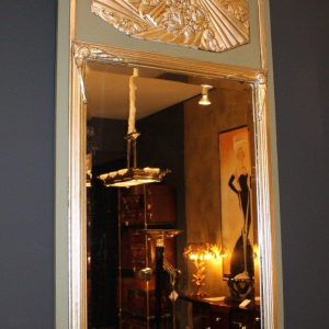 Art Deco mirror with silver leaf stucco ornaments, circa 1930