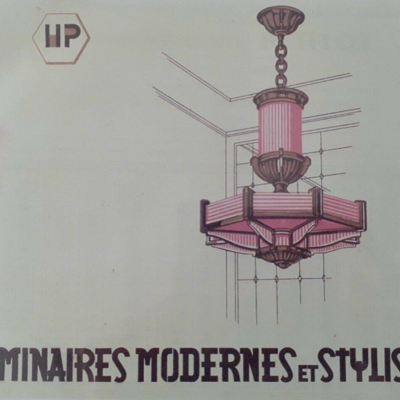 Henri Petitot, important octagonal Art Deco chandelier, nickel-plated bronze & sandblasted glass, ca. 1930