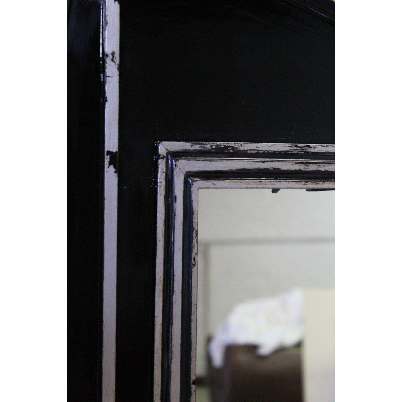 Large Art Deco mirror, wood and silver-patinated stucco, early 20th century