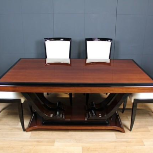 Table à manger Art déco en palissandre & laquage noir, France ca 1930 - restaurée