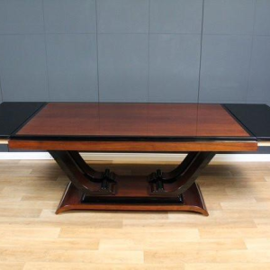 Art Deco dining table in rosewood and black lacquer, France circa 1930 - restored