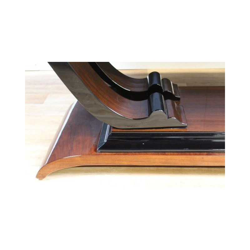 Table à manger Art déco en palissandre & laquage noir, France ca 1930 - restaurée