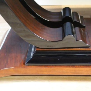 Table à manger Art déco en palissandre & laquage noir, France ca 1930 - restaurée