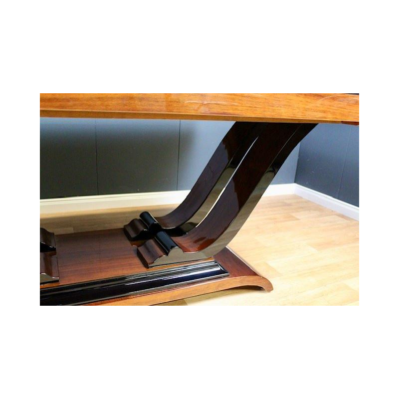 Art Deco dining table in rosewood and black lacquer, France circa 1930 - restored