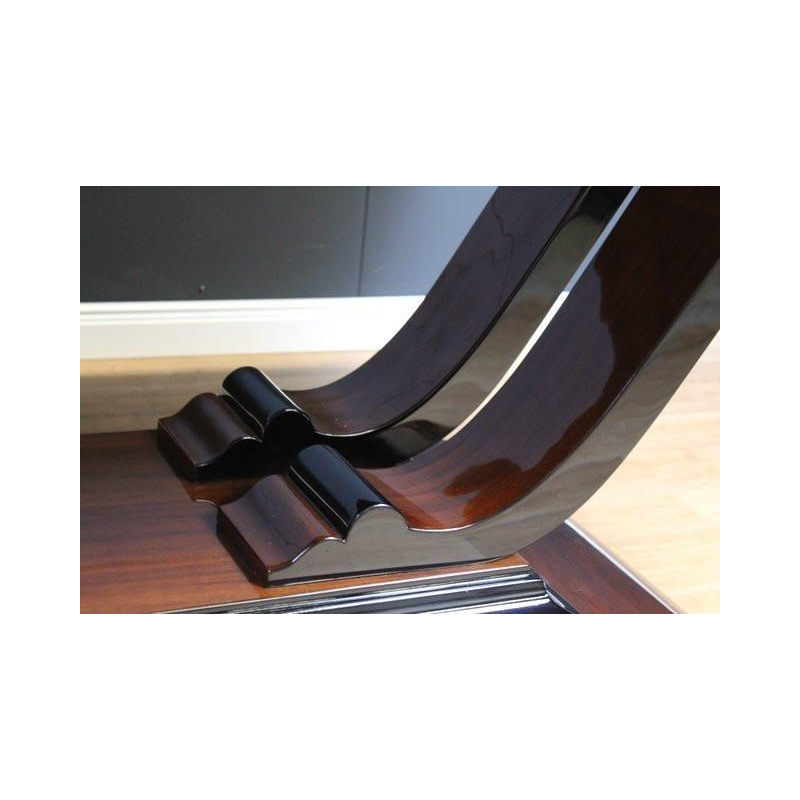 Art Deco dining table in rosewood and black lacquer, France circa 1930 - restored