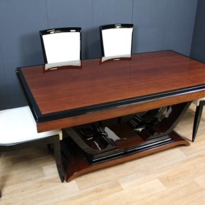 Art Deco eettafel in palissanderhout en zwarte lak, Frankrijk circa 1930 - gerestaureerd