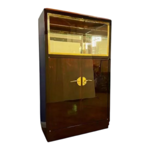 Art Deco display case or bar, veneer and polished brass, France circa 1930 - restored