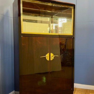 Art Deco display case or bar, veneer and polished brass, France circa 1930 - restored