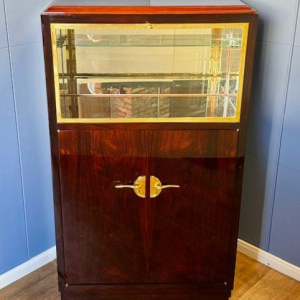 Art Deco display case or bar, veneer and polished brass, France circa 1930 - restored