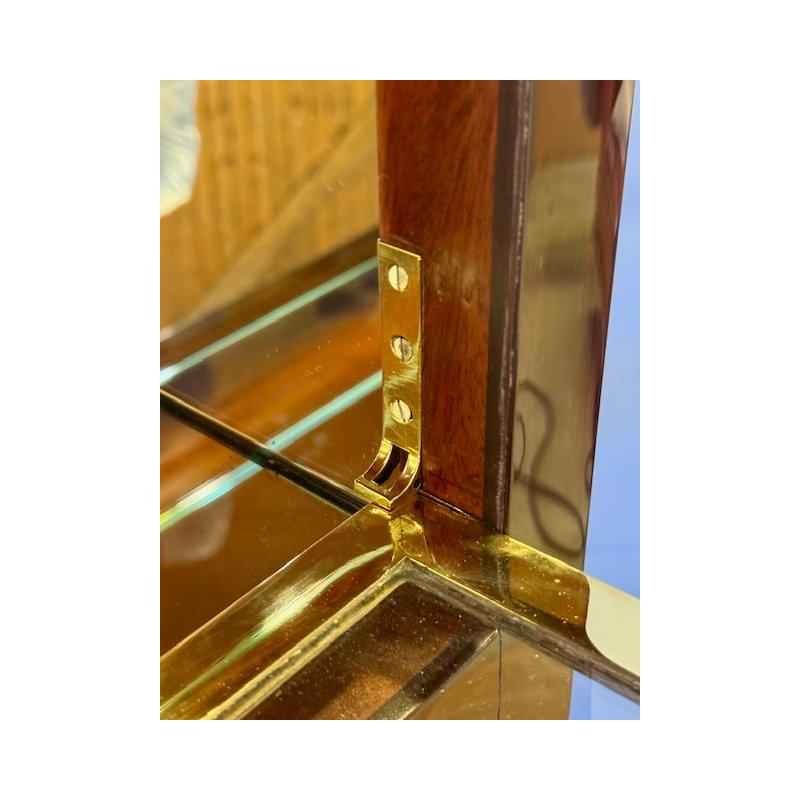 Art Deco display case or bar, veneer and polished brass, France circa 1930 - restored