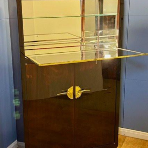 Vitrine ou bar Art Déco, placage et laiton poli, France vers 1930 - restauré