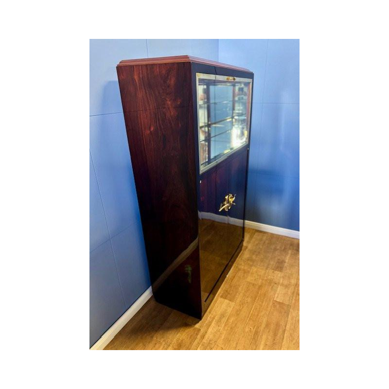 Art Deco vitrine of bar, fineer en gepolijst messing, Frankrijk circa 1930 - gerestaureerd
