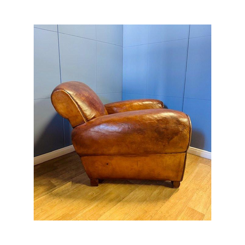 Classic Art Deco leather club chair - France circa 1920
