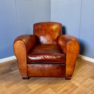 Classic Art Deco leather club chair - France circa 1920