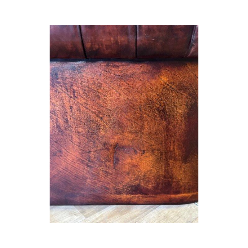 Engelse Chesterfield-tweezitsbank, origineel gepolijst leer, circa 1960/70