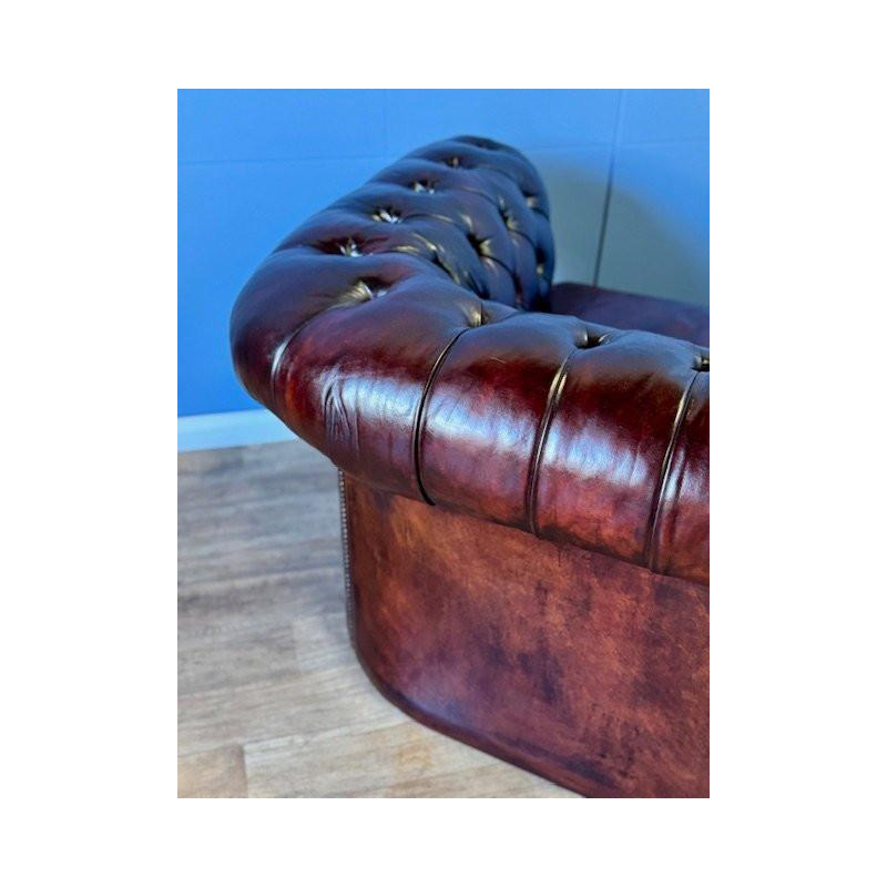 Engelse Chesterfield-tweezitsbank, origineel gepolijst leer, circa 1960/70