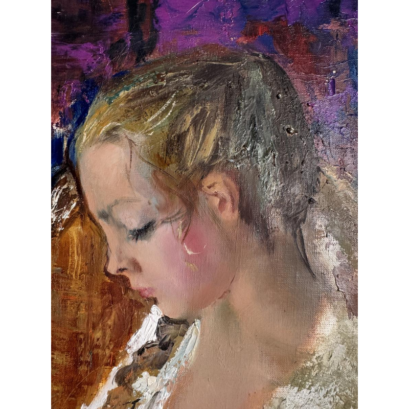 Pierre-Laurent BRENOT «Le fauteuil ocre I» Père de la pin-up à la française, huile sur toile