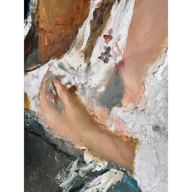 Pierre-Laurent BRENOT «Le fauteuil ocre I» Père de la pin-up à la française, huile sur toile