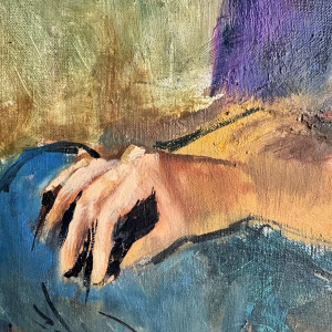 Pierre-Laurent BRENOT «Le fauteuil ocre I» Père de la pin-up à la française, huile sur toile