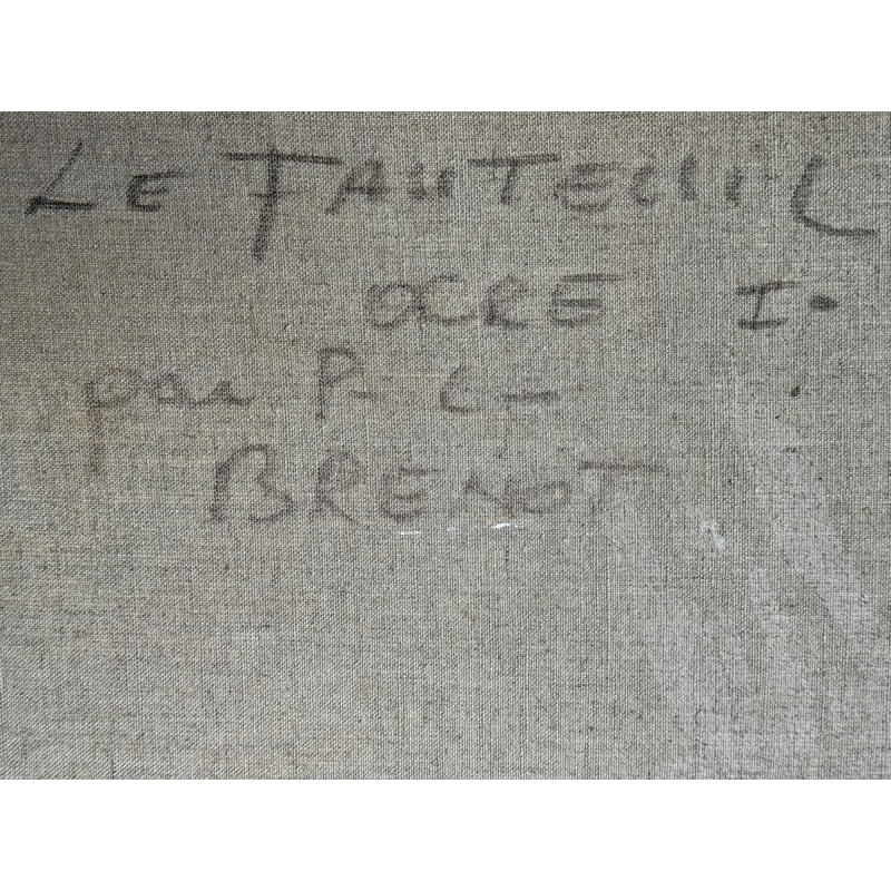 Pierre-Laurent BRENOT «Le fauteuil ocre I» Père de la pin-up à la française, huile sur toile