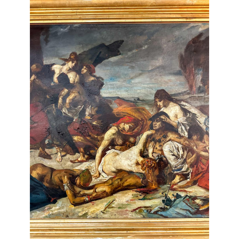 Fernand Cormon, oil on canvas, preparatory study "The Death of Ravana", 1875